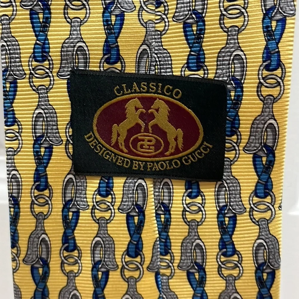 Paolo Gucci Classico Yellow‎ and Blue Equestrian Tie